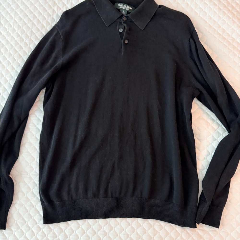 Brooks Brothers Black Polo Knit Sweater